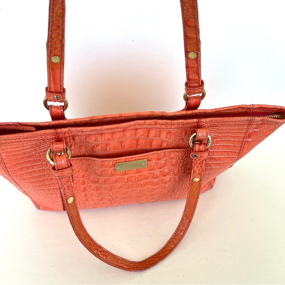 BRAHMIN Melbourne Orange Croc Emboss Leather Gold Hardware Medium Shoulder Tote - Picture 8 of 16